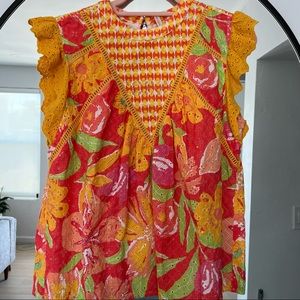 Anthropologie Eyelet Lace Blouse Verb by Pallavi Singhee size M